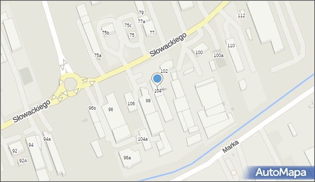 Myślenice, Słowackiego Juliusza, 104, mapa Myślenice
