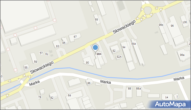 Myślenice, Słowackiego Juliusza, 90B, mapa Myślenice
