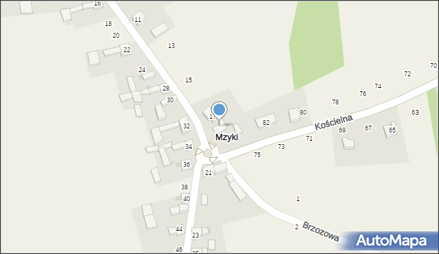 Mzyki, Słoneczna, 19, mapa Mzyki