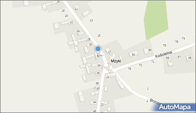 Mzyki, Słoneczna, 32, mapa Mzyki