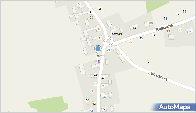 Mzyki, Słoneczna, 38, mapa Mzyki