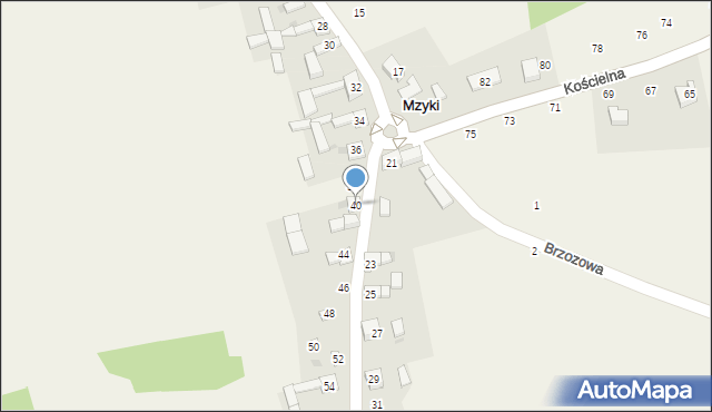 Mzyki, Słoneczna, 40, mapa Mzyki