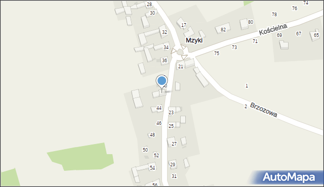 Mzyki, Słoneczna, 42, mapa Mzyki