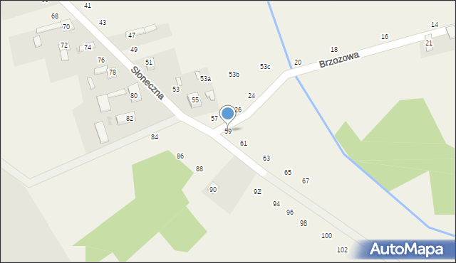 Mzyki, Słoneczna, 59, mapa Mzyki