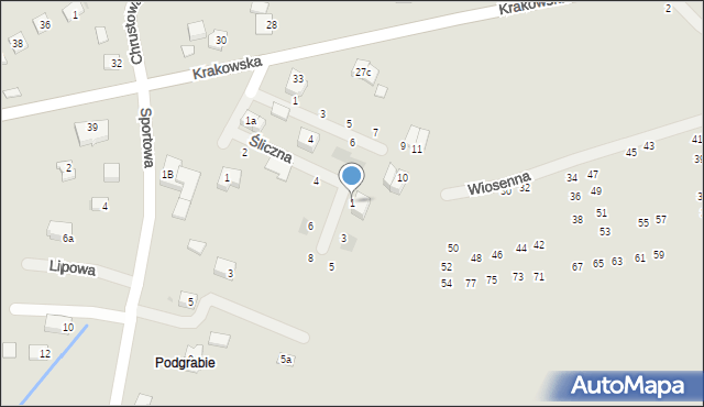 Niepołomice, Śliczna, 1, mapa Niepołomice