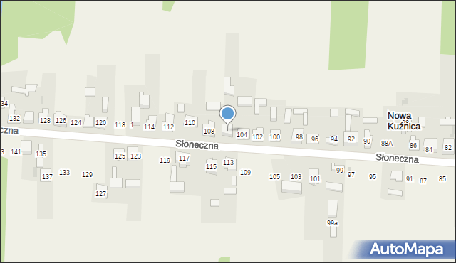 Nowa Kuźnica, Słoneczna, 106, mapa Nowa Kuźnica