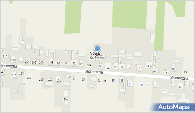 Nowa Kuźnica, Słoneczna, 88, mapa Nowa Kuźnica