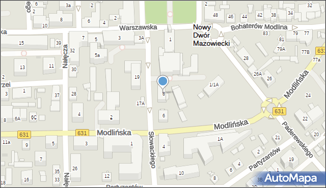 Nowy Dwór Mazowiecki, Słowackiego Juliusza, 8, mapa Nowy Dwór Mazowiecki