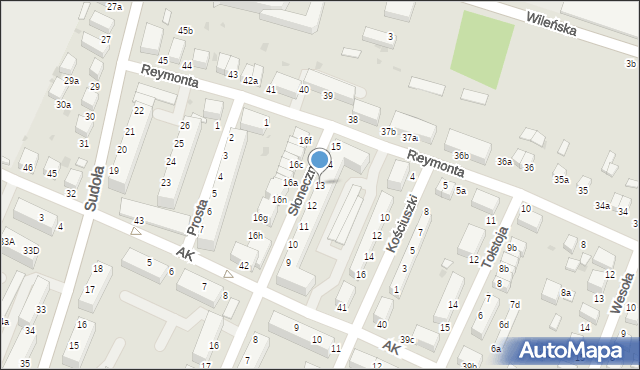 Oleśnica, Słoneczna, 13, mapa Oleśnica