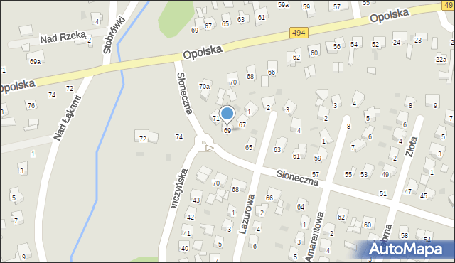 Olesno, Słoneczna, 69, mapa Olesno