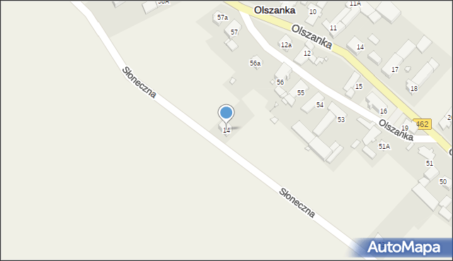 Olszanka, Słoneczna, 14, mapa Olszanka