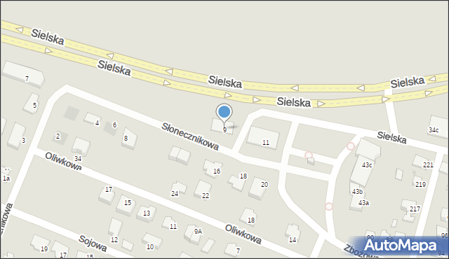 Olsztyn, Słonecznikowa, 9, mapa Olsztyna