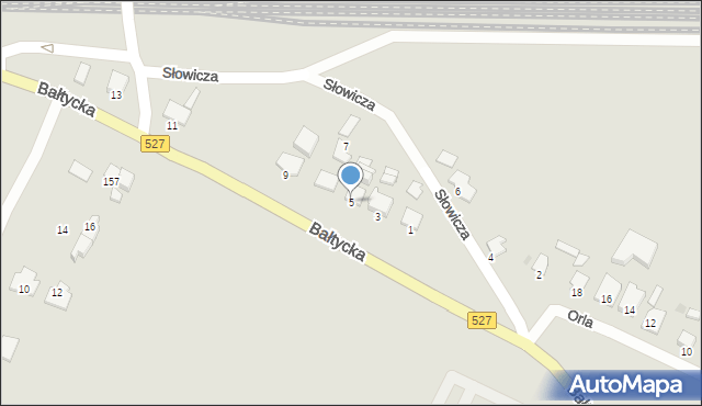 Olsztyn, Słowicza, 5, mapa Olsztyna