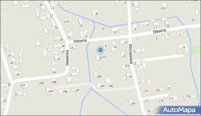 Opole, Sławna, 11, mapa Opola