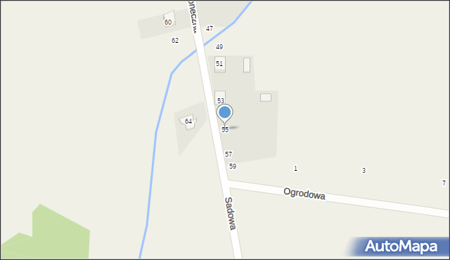 Osiek, Słoneczna, 55, mapa Osiek