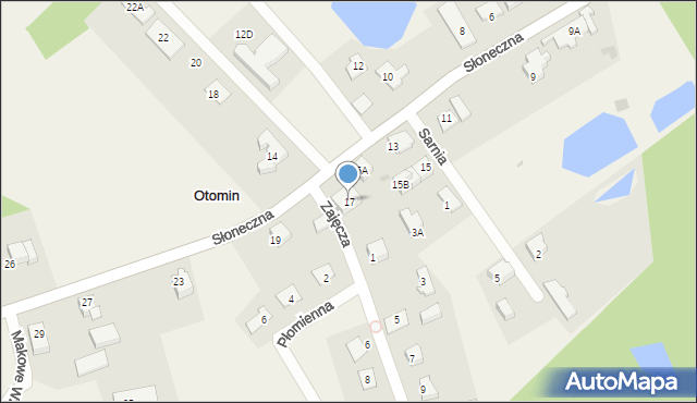 Otomin, Słoneczna, 17, mapa Otomin
