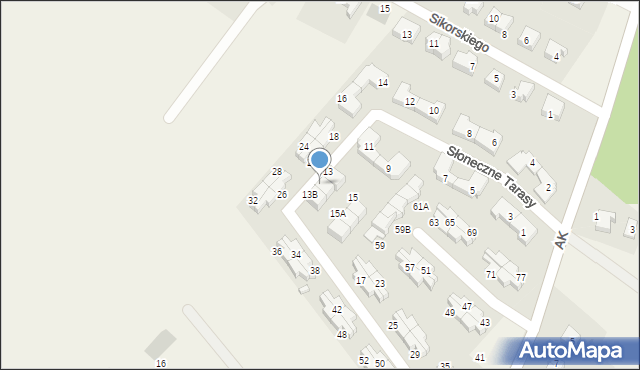 Pępowo, Słoneczne Tarasy, 13A, mapa Pępowo