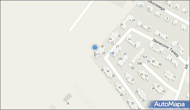 Pępowo, Słoneczne Tarasy, 32, mapa Pępowo