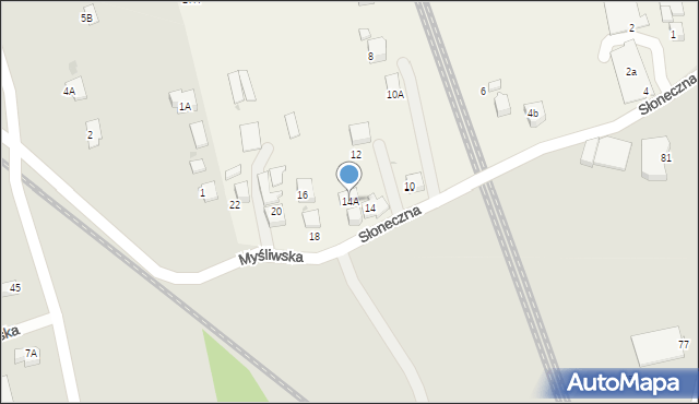 Piasek, Słoneczna, 14A, mapa Piasek