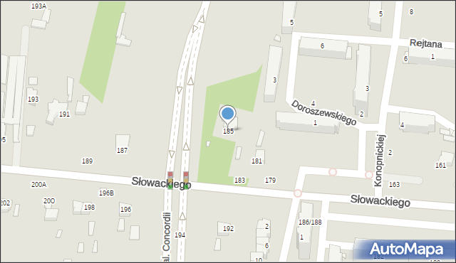 Piotrków Trybunalski, Słowackiego Juliusza, 185, mapa Piotrków Trybunalski
