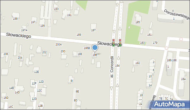 Piotrków Trybunalski, Słowackiego Juliusza, 196, mapa Piotrków Trybunalski