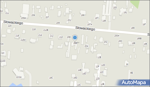 Piotrków Trybunalski, Słowackiego Juliusza, 206, mapa Piotrków Trybunalski