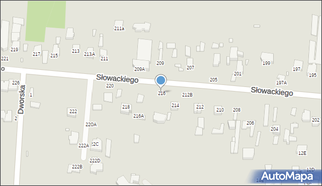 Piotrków Trybunalski, Słowackiego Juliusza, 216, mapa Piotrków Trybunalski