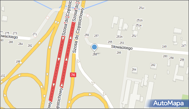 Piotrków Trybunalski, Słowackiego Juliusza, 268, mapa Piotrków Trybunalski