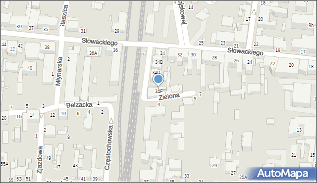Piotrków Trybunalski, Słowackiego Juliusza, 34F, mapa Piotrków Trybunalski