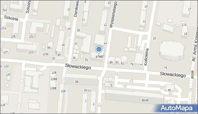 Piotrków Trybunalski, Słowackiego Juliusza, 87/89, mapa Piotrków Trybunalski
