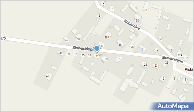 Piski, Słowackiego Juliusza, 31, mapa Piski