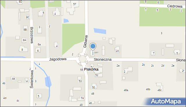 Piskórka, Słoneczna, 1, mapa Piskórka