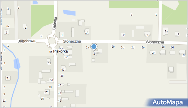 Piskórka, Słoneczna, 2, mapa Piskórka