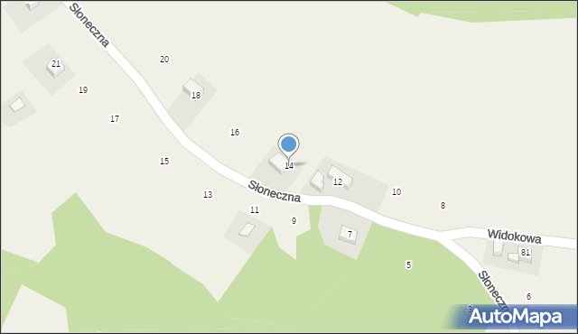 Podchybie, Słoneczna, 14, mapa Podchybie