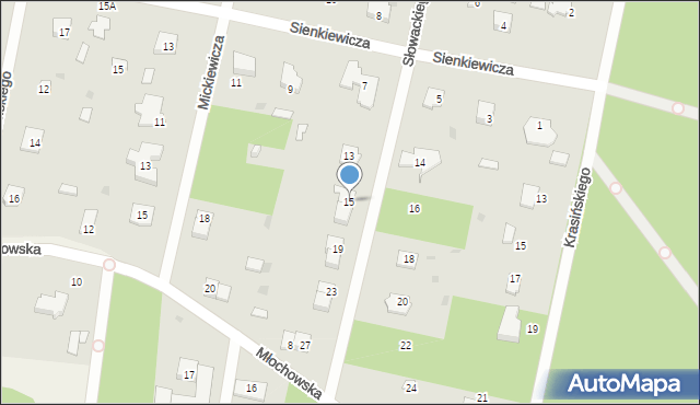 Podkowa Leśna, Słowackiego Juliusza, 15, mapa Podkowa Leśna