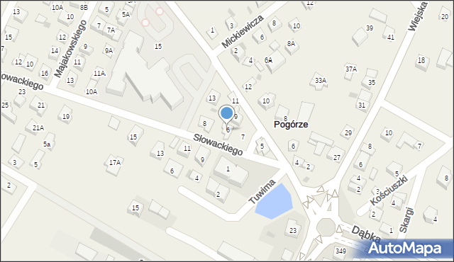 Pogórze, Słowackiego Juliusza, 6, mapa Pogórze