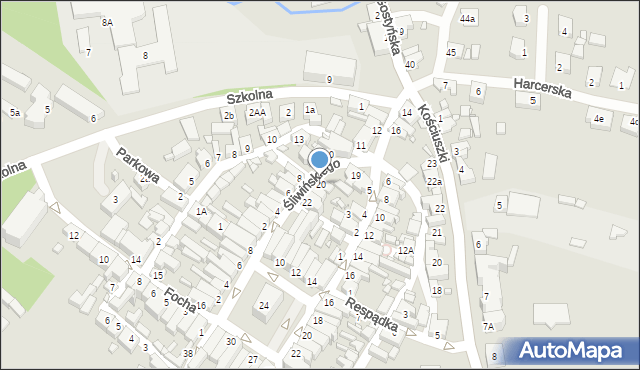 Poniec, Śliwińskiego Bernarda, ppłk., 20, mapa Poniec