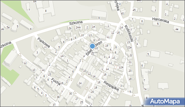 Poniec, Śliwińskiego Bernarda, ppłk., 22, mapa Poniec