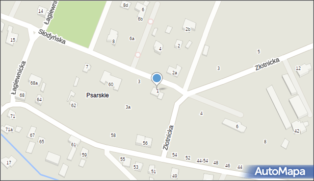 Poznań, Słodyńska, 1, mapa Poznania