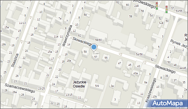 Poznań, Słowackiego Juliusza, 57b, mapa Poznania