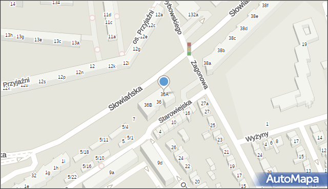 Poznań, Słowiańska, 36A, mapa Poznania