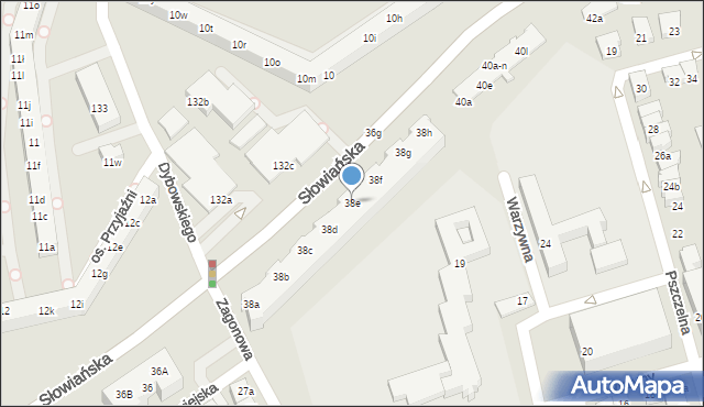 Poznań, Słowiańska, 38e, mapa Poznania