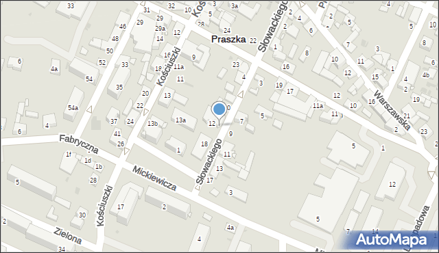 Praszka, Słowackiego Juliusza, 14, mapa Praszka