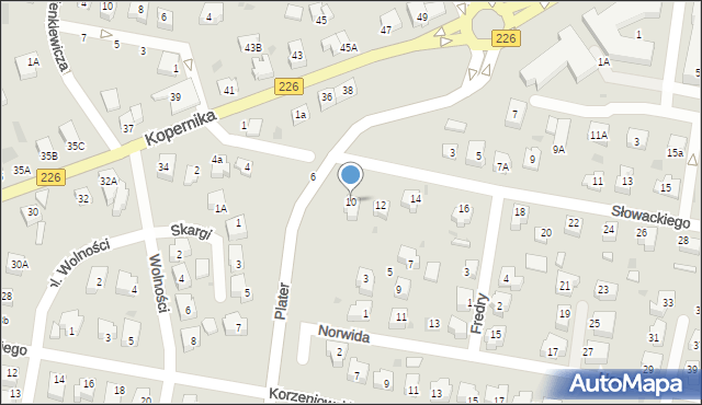 Pruszcz Gdański, Słowackiego Juliusza, 10, mapa Pruszcz Gdański