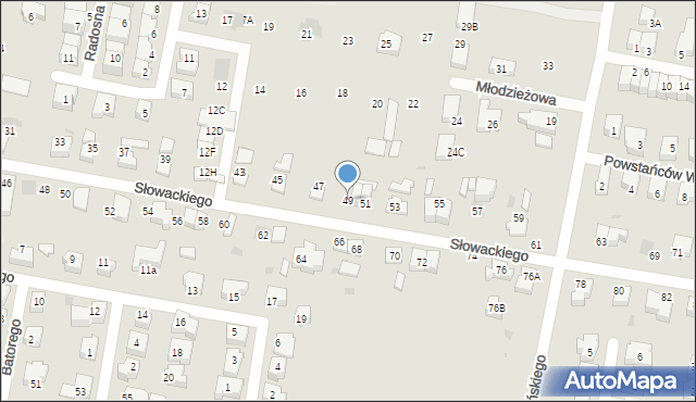 Pruszcz Gdański, Słowackiego Juliusza, 49, mapa Pruszcz Gdański