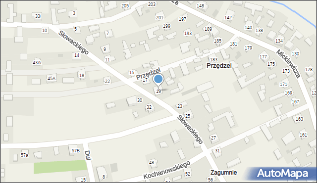 Przędzel, Słowackiego Juliusza, 19, mapa Przędzel