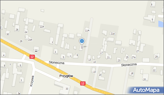 Przygłów, Słoneczna, 11, mapa Przygłów