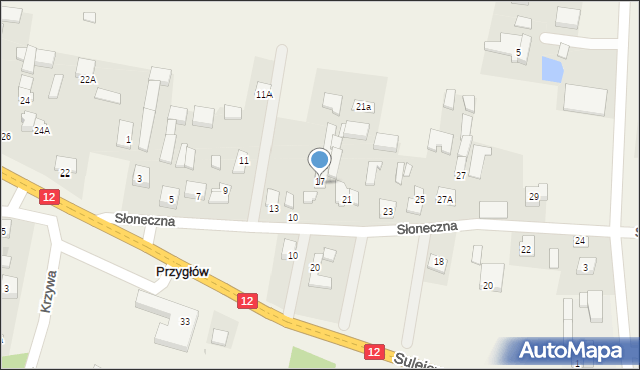 Przygłów, Słoneczna, 19, mapa Przygłów