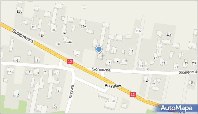 Przygłów, Słoneczna, 3, mapa Przygłów