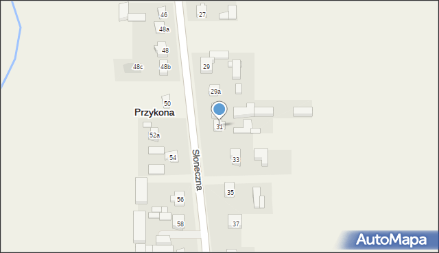 Przykona, Słoneczna, 31, mapa Przykona